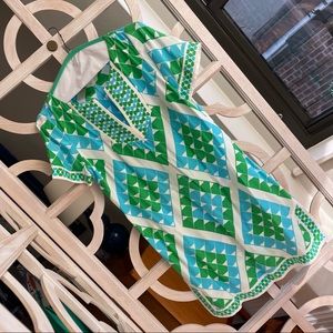 Alice & Trixie blue/green/white XS silk print dress